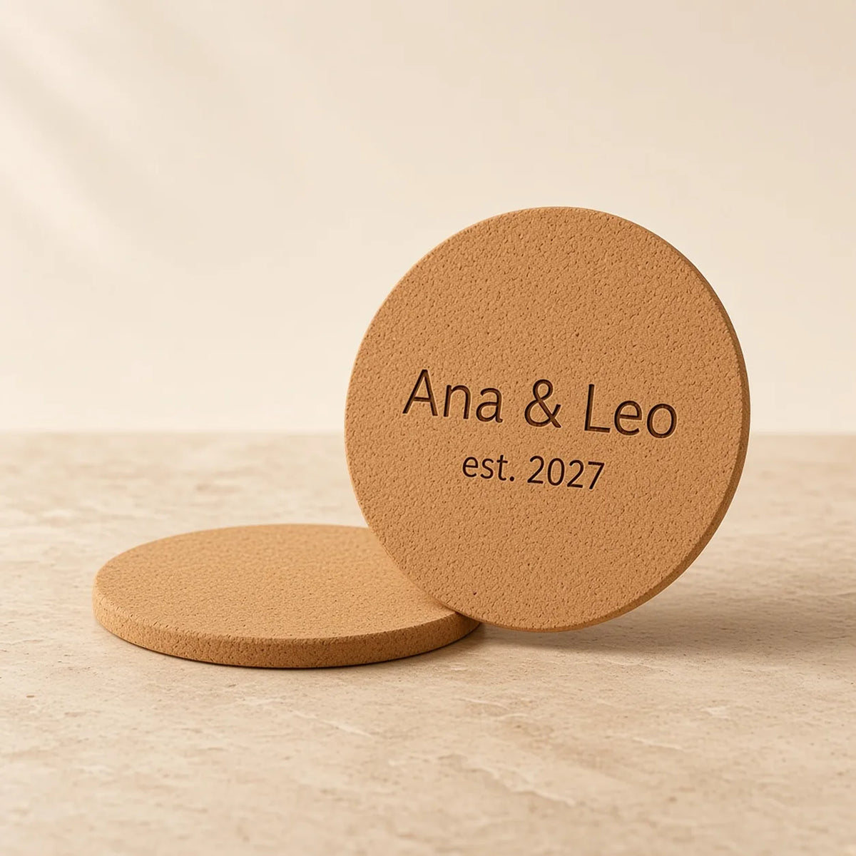 Engraved Coaster Pair, a FLOOP studio object design render